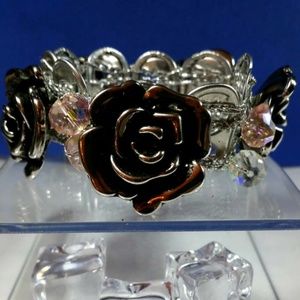 Black Dahlia Soda Pop Tabs Crystal Bracelet Silver